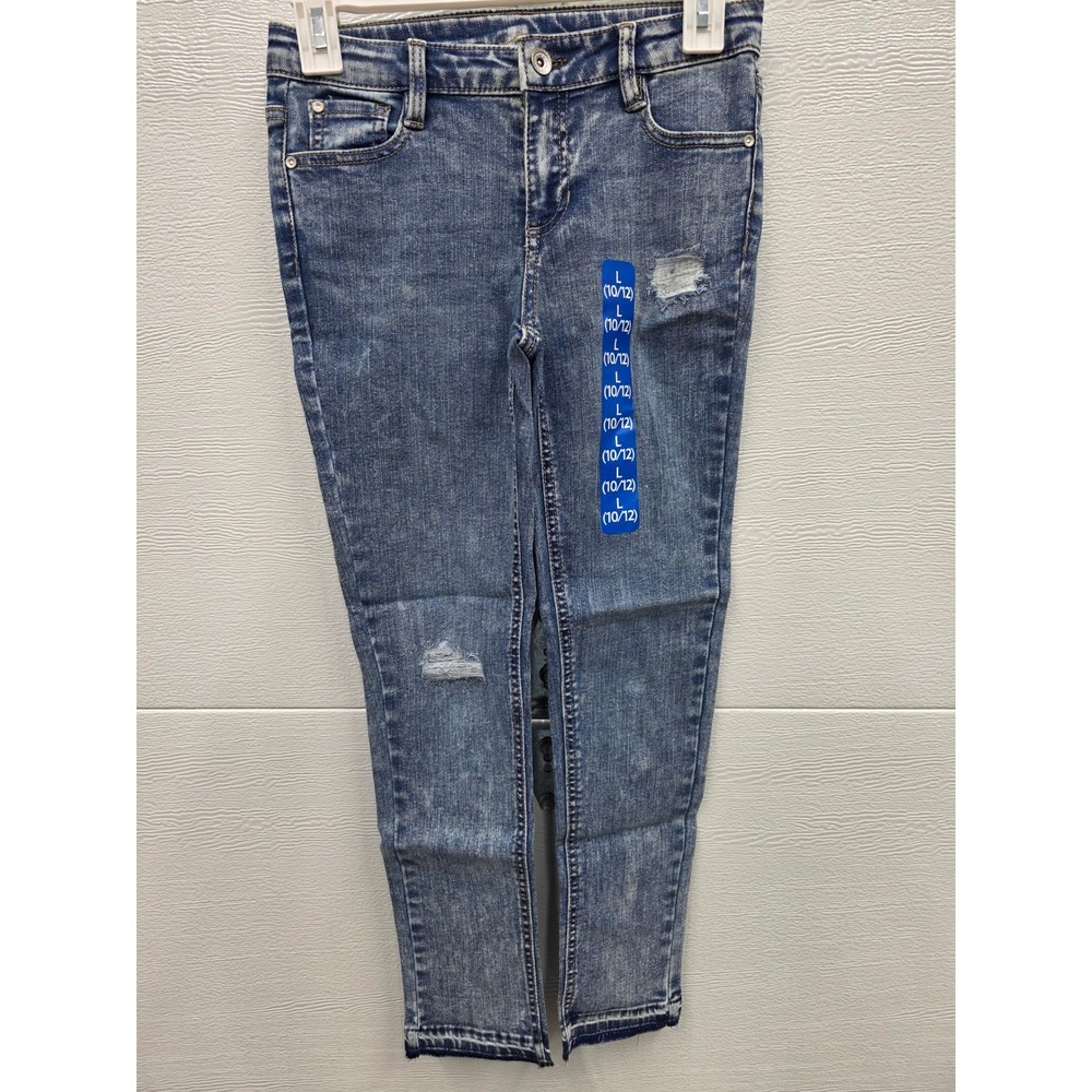 Members Mark Girls Skinny Jeans Blue Distressed Denim Size L 10/12 Medium Wash